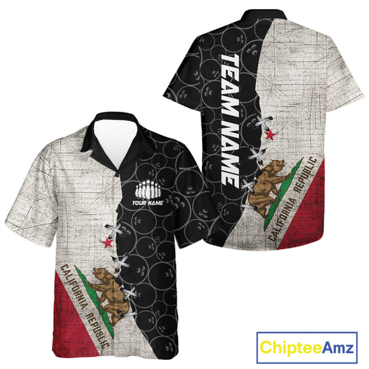 California Flag Custom Bowling Team Shirts For Men And Women, Patriotic Bowling League Shirt IPHW10721