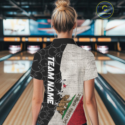 California Flag Custom Bowling Team Shirts For Women, Patriotic Bowling League Shirt IPHW10721