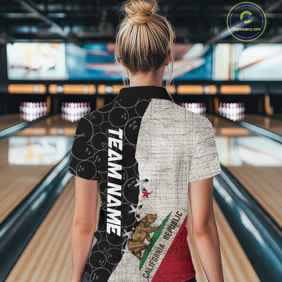 California Flag Custom Bowling Team Shirts For Women, Patriotic Bowling League Shirt IPHW10721