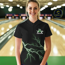 Load image into Gallery viewer, Custom Green Lightning Bowling Ball With Wings Bowling Women Team Shirt, Bowling Jerseys IPHW10730