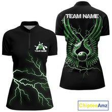 Load image into Gallery viewer, Custom Green Lightning Bowling Ball With Wings Bowling Women Team Shirt, Bowling Jerseys IPHW10730