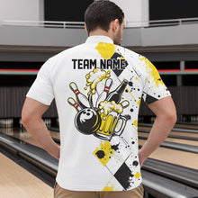 Load image into Gallery viewer, Yellow Argyle Pattern Custom Funny Bowling And Beer Team Quarter-Zip Shirts For Men IPHW8889