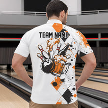 Load image into Gallery viewer, Orange Argyle Pattern Custom Funny Bowling And Beer Team Quarter-Zip Shirts For Men IPHW8890