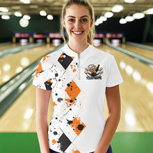 Load image into Gallery viewer, Orange Argyle Pattern Custom Funny Bowling And Beer Team Quarter-Zip Shirts For Women IPHW8890