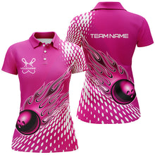 Load image into Gallery viewer, Personalized Flame Bowling Shirts For Women, Bowling Ball Custom Bowling Team Shirt IPHW4978