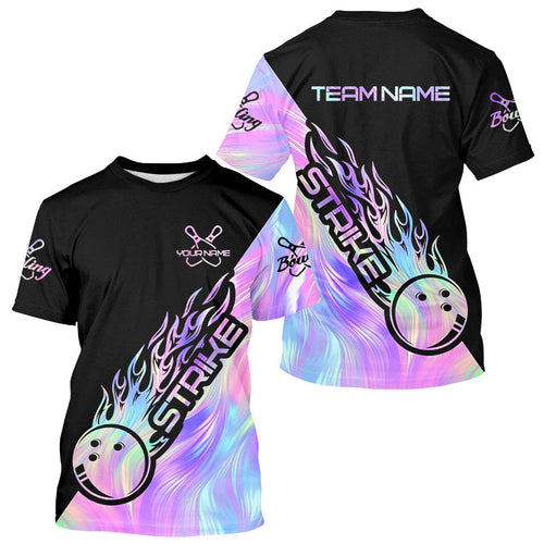 Strike Bowling T-Shirts For Men, Custom Hologram Bowling Team Bowler Outfit IPHW5242