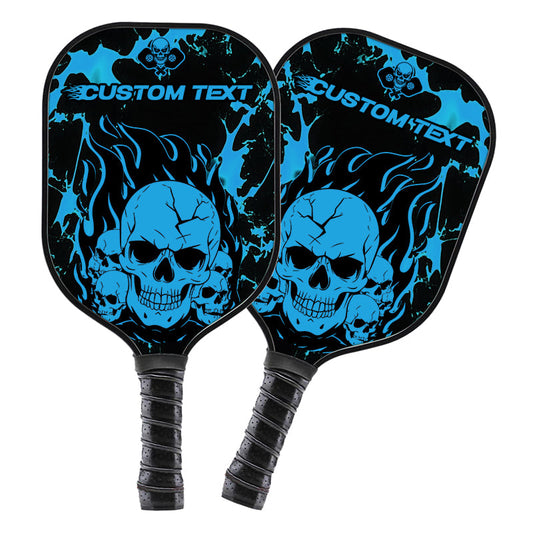 Black And Blue Flame Skull Custom Pickleball Paddle, Halloween Pickleball Paddles Gifts IPHW7466