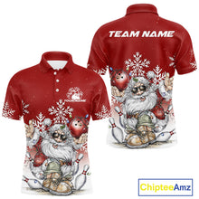 Load image into Gallery viewer, Custom Funny Santa Claus Christmas Bowling Men Polo Shirts, Xmas Bowling Team Shirt IPHW10108
