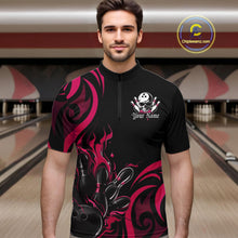 Load image into Gallery viewer, Custom Black And Pink Tribal Flame Bowling Men Shirts, Bowling League Shirt Team Jerseys IPHW10737