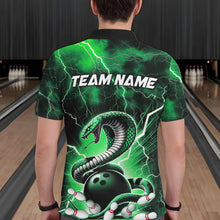 Load image into Gallery viewer, Green Thunder Lightning Custom Cobra Snake Bowling Polo Shirts For Men, Bowling Team Shirt IPHW8896