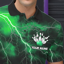 Load image into Gallery viewer, Green Thunder Lightning Custom Cobra Snake Bowling Polo Shirts For Men, Bowling Team Shirt IPHW8896