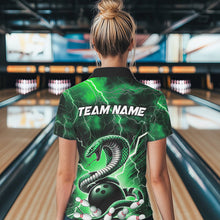 Load image into Gallery viewer, Green Thunder Lightning Custom Cobra Snake Bowling Polo Shirt For Women, Bowling Team Shirt IPHW8896