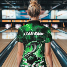 Load image into Gallery viewer, Green Thunder Lightning Custom Cobra Snake Bowling Women Quarter-Zip Shirts Team Uniform IPHW8896