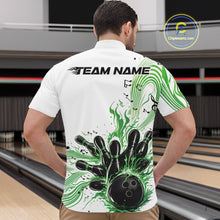 Load image into Gallery viewer, Custom Green Music Flame Bowling Men Quarter-Zip Shirt, Bowling League Shirt Bowler Jerseys IPHW10996