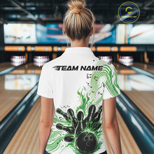 Load image into Gallery viewer, Custom Green Music Flame Bowling Women Shirt, Bowling League Shirt Bowler Jerseys IPHW10996