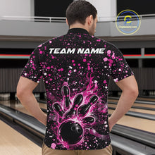Load image into Gallery viewer, Custom Pink Splatter Music Flame Bowling Men Quarter-Zip Shirt, Music Bowling Jerseys IPHW11005