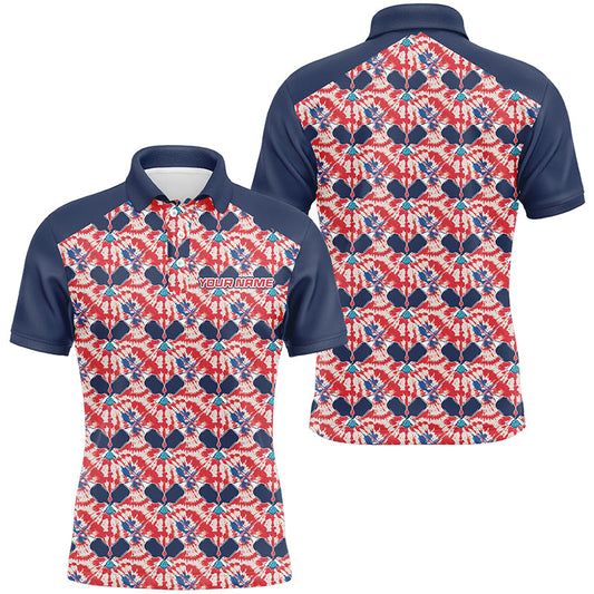 Custom American Flag Pickleball Polo Shirts For Men, Patriotic Pickleball Jerseys For Team IPHW6939