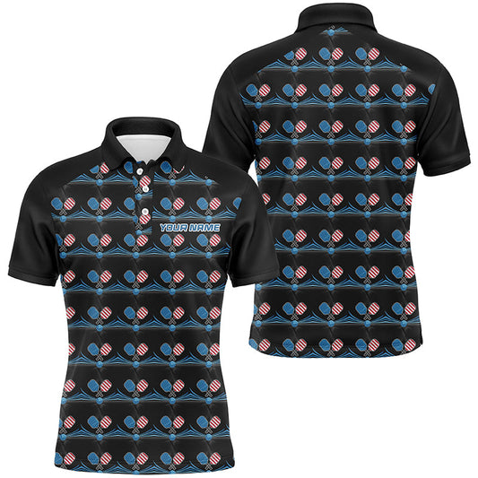 Custom American Flag Pickleball Polo Shirts For Men, Patriotic Pickleball Jerseys For Team IPHW6940