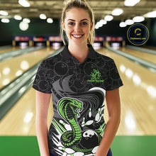 Load image into Gallery viewer, Custom Black And Green Cobra Snake Bowling Women Polo Shirts, Cobra Bowling Team Shirt IPHW9701