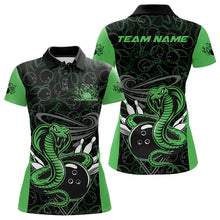 Load image into Gallery viewer, Custom Green Cobra Snake Bowling Team Women Polo Shirts, Bowling Pattern Shirt IPHW9704