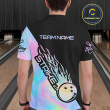 Load image into Gallery viewer, Custom Hologram Flame Strike Bowling Polo Shirts For Men, Bowling Team Bowler Outfit IPHW9859