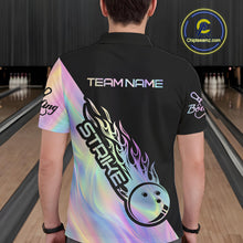 Load image into Gallery viewer, Custom Hologram Flame Strike Bowling Polo Shirts For Men, Bowling Team Bowler Outfit IPHW9860