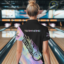 Load image into Gallery viewer, Custom Hologram Flame Strike Bowling Polo Shirts For Women, Bowling Team Bowler Outfit IPHW9860