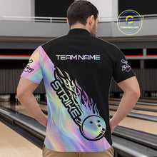 Load image into Gallery viewer, Custom Hologram Flame Strike Bowling Quarter-Zip Shirts For Men, Bowling Team Bowler Outfit IPHW9860
