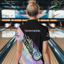 Load image into Gallery viewer, Custom Hologram Flame Strike Bowling Women Quarter-Zip Shirt, Bowling Team Bowler Outfit IPHW9860