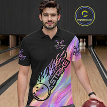 Load image into Gallery viewer, Custom Hologram Flame Strike Bowling Polo Shirts For Men, Bowling Team Bowler Outfit IPHW9861