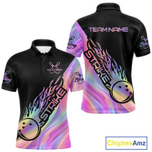 Load image into Gallery viewer, Custom Hologram Flame Strike Bowling Polo Shirts For Men, Bowling Team Bowler Outfit IPHW9861