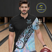 Load image into Gallery viewer, Custom Hologram Flame Strike Bowling Men Polo Shirt, Holographic Icy Crystal Bowling Shirt IPHW9862