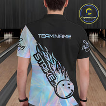 Load image into Gallery viewer, Custom Hologram Flame Strike Bowling Men Polo Shirt, Holographic Icy Crystal Bowling Shirt IPHW9862