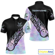 Load image into Gallery viewer, Custom Hologram Flame Strike Bowling Men Polo Shirt, Holographic Icy Crystal Bowling Shirt IPHW9863