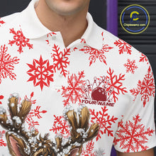 Load image into Gallery viewer, Custom Cute Funny Reindeer Christmas Bowling Men Polo Shirts, Xmas Team Bowling Shirt IPHW10113