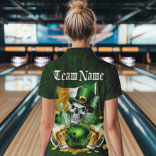 Load image into Gallery viewer, Custom Irish Flag St Patricks Bowling Quarter-Zip Shirt For Women, Skull Leprechaun Bowling IPHW8594