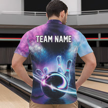 Load image into Gallery viewer, Custom Galaxy Bowling Team Men Quarter-Zip Shirts, Holographic Bowling Jersey Bowling League Shirt IPHW8904