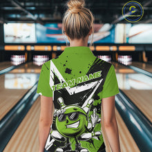 Load image into Gallery viewer, Custom Black And Green Star Funny Bowling Women Quarter-Zip Shirt, Bowling Team Shirt IPHW9360