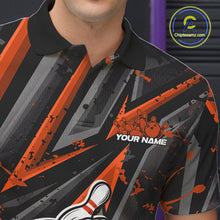 Load image into Gallery viewer, Black And Orange Funny Custom Bowling Jerseys, Cool Bowling Polo Shirts For Men IPHW9363