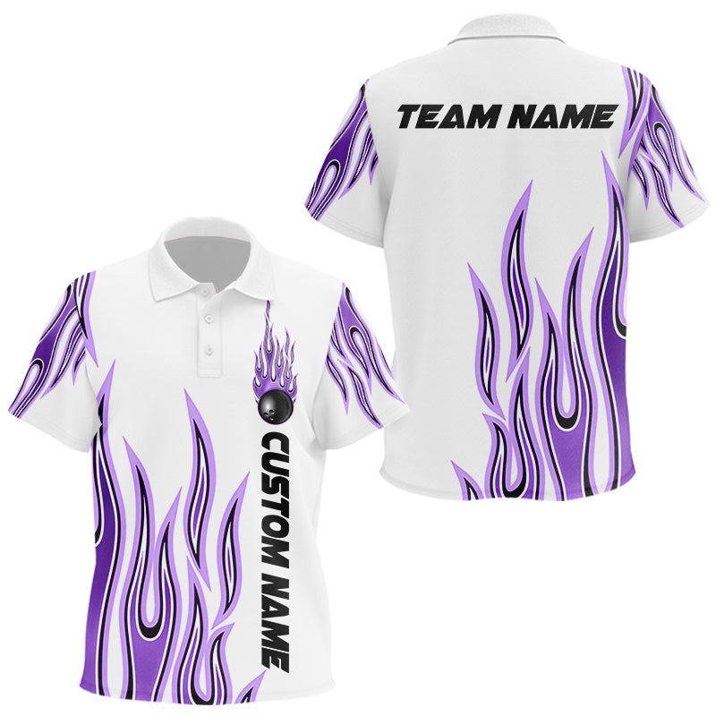 Personalized Flame Bowling Polo Shirts For Kid, Bowling Ball Custom Team Shirt IPHW4986