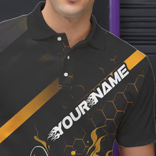 Load image into Gallery viewer, Custom Black And Gold Flame Bowling Shirts For Men, Bowling Team Bowling League Shirts IPHW7505