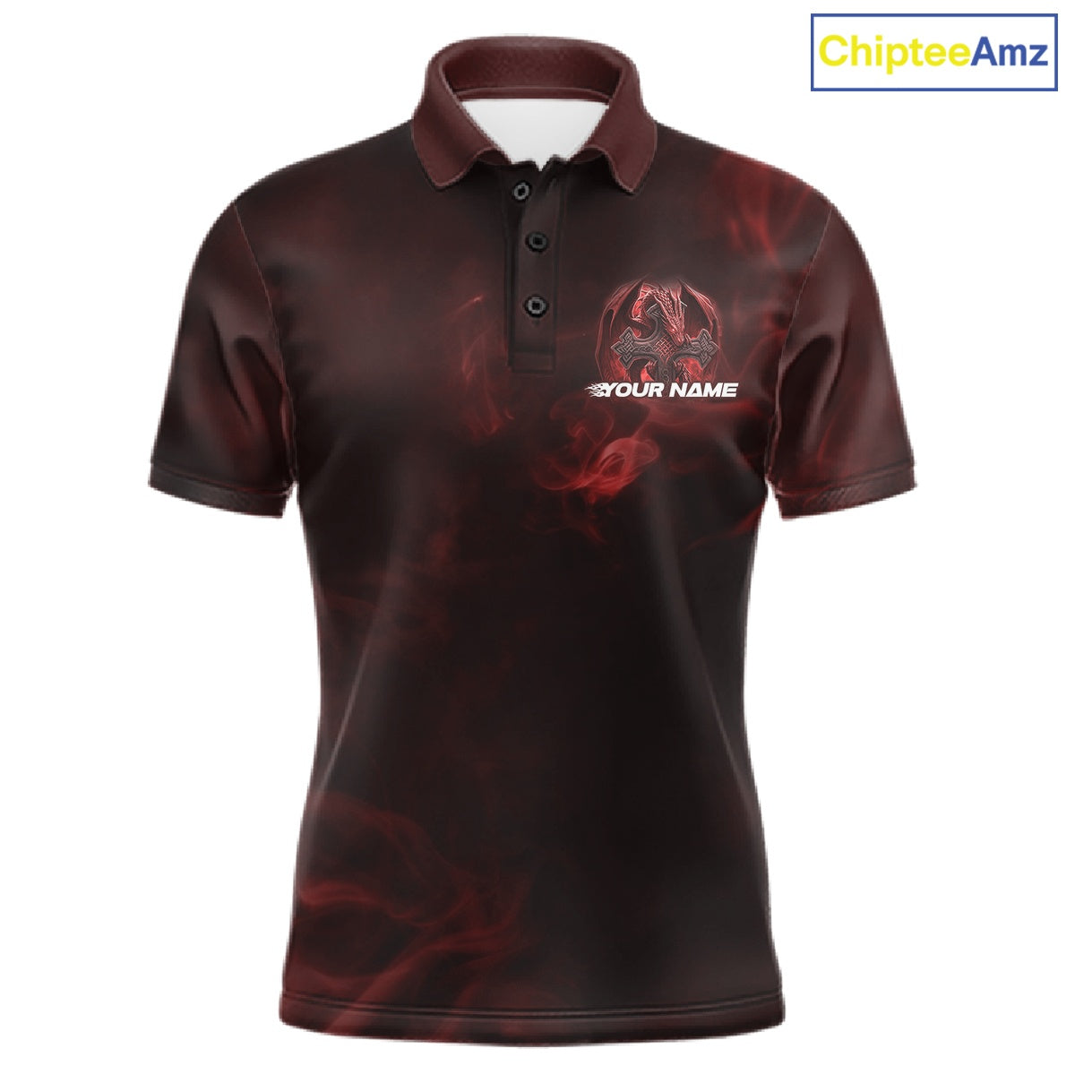 Custom Red Flame Celtic Cross Dragon Bowling Team Shirts, Faith Bowling Tournament Shirts IPHW10508
