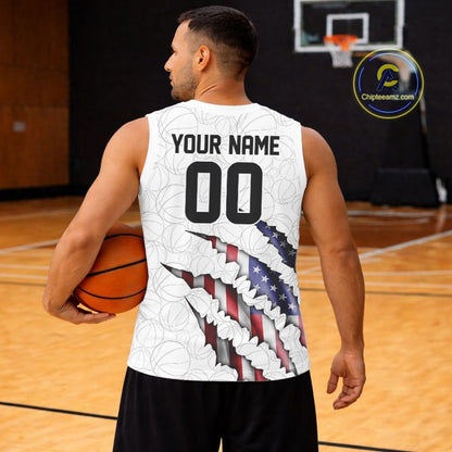 Custom Patriotic US Flag Basketball Jerseys, Personalized Name Number Basketball Team Shirt IPHW10510