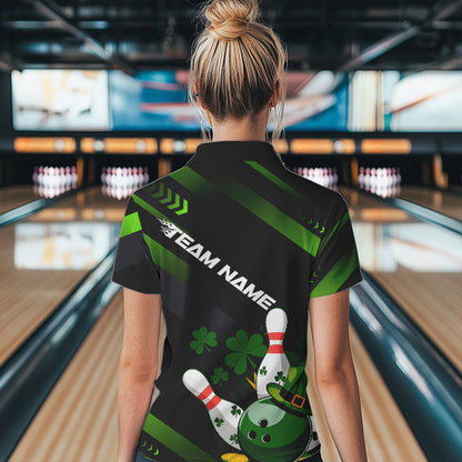 Custom St Patricks Day Bowling Jerseys, Saint Paddy Bowling Team Womens Quarter-Zip Shirts IPHW8600
