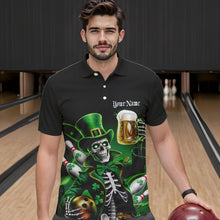Load image into Gallery viewer, Custom Funny St Patricks Day Leprechaun Skull With Beer Bowling Team Polo Shirts Team Outfit IPHW8603
