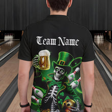 Load image into Gallery viewer, Custom Funny St Patricks Day Leprechaun Skull With Beer Bowling Team Polo Shirts Team Outfit IPHW8603