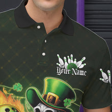 Load image into Gallery viewer, Custom Funny St Patricks Day Leprechaun Skull Bowling Team Polo Shirts, Tournament Outfits IPHW8605