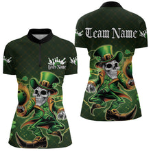 Load image into Gallery viewer, Custom Funny St Patricks Day Leprechaun Skull Bowling Team Quarter-Zip Shirts IPHW8605