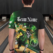 Load image into Gallery viewer, Custom Funny St Patricks Day Leprechaun Skull With Beer Bowling Team Polo Shirts Team Outfit IPHW8606