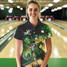 Load image into Gallery viewer, Custom Funny St Patricks Day Leprechaun Skull With Beer Bowling Team Polo Shirt Team Outfit IPHW8606